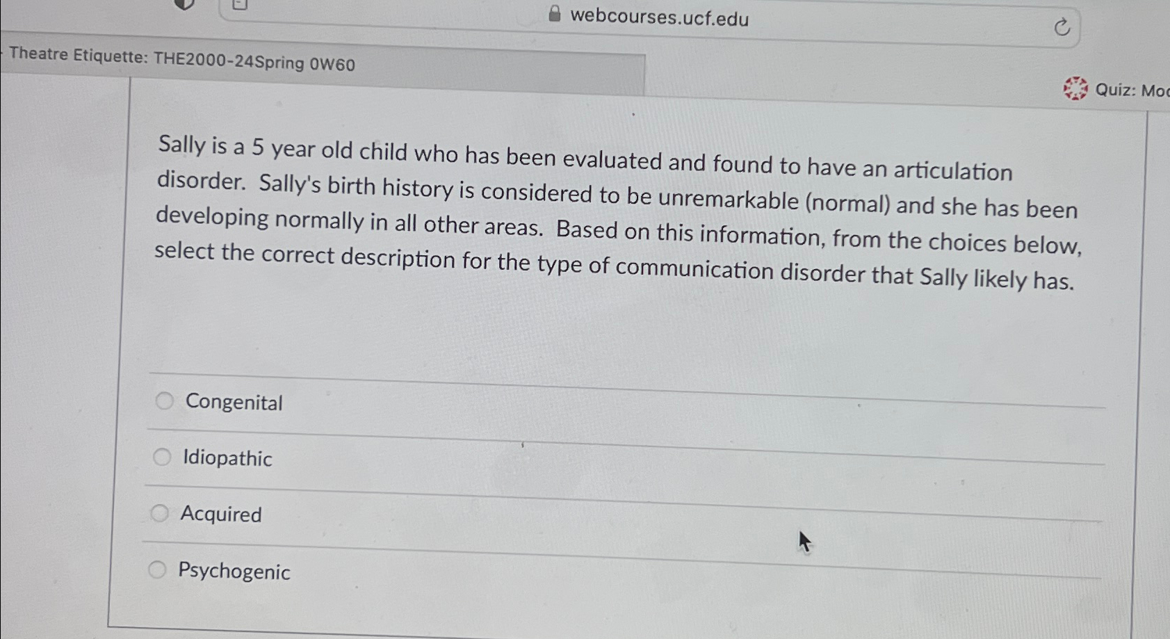 Solved sally is a 5 ﻿year old childwebcourses.ucf.eduTheatre | Chegg.com