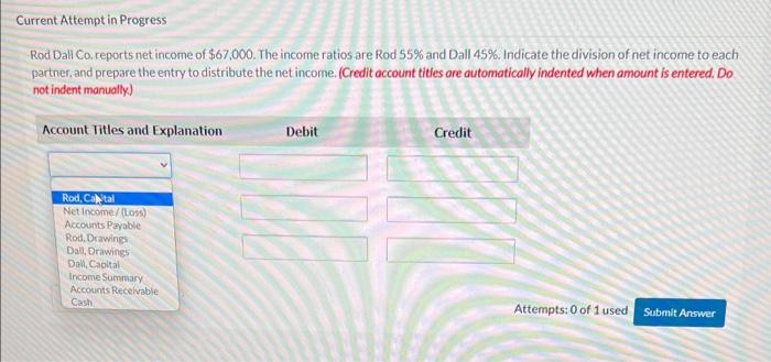 Solved Rod Dall Co. reports net income of $67,000. The | Chegg.com