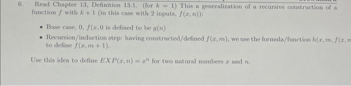 Solved 6. Read Chapter 13, Definition 13.1. (for k=1 ) This | Chegg.com