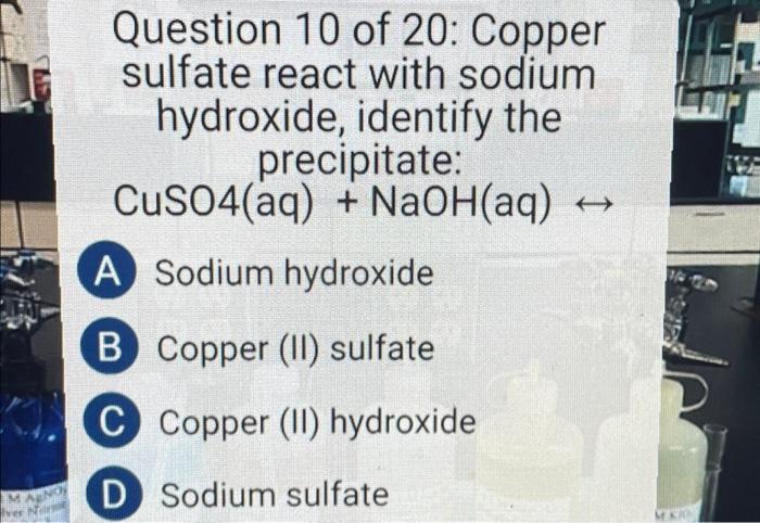 Solved Copper Sulfate React With Sodium Hydroxide Identify 0480