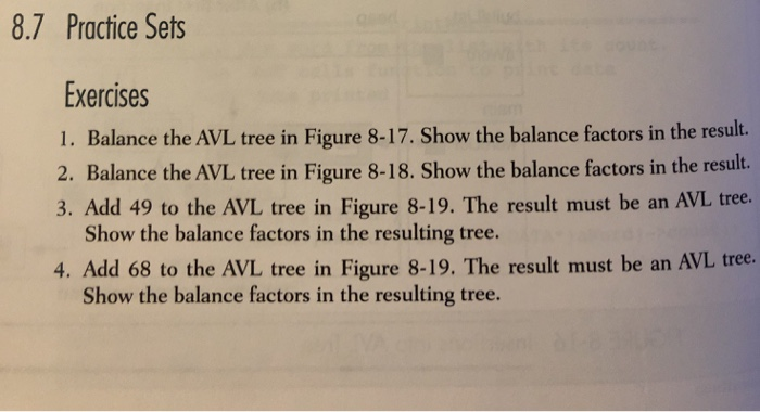 Solved 8.7 Practice Sets Exercises 1. Balance the AVL tree | Chegg.com