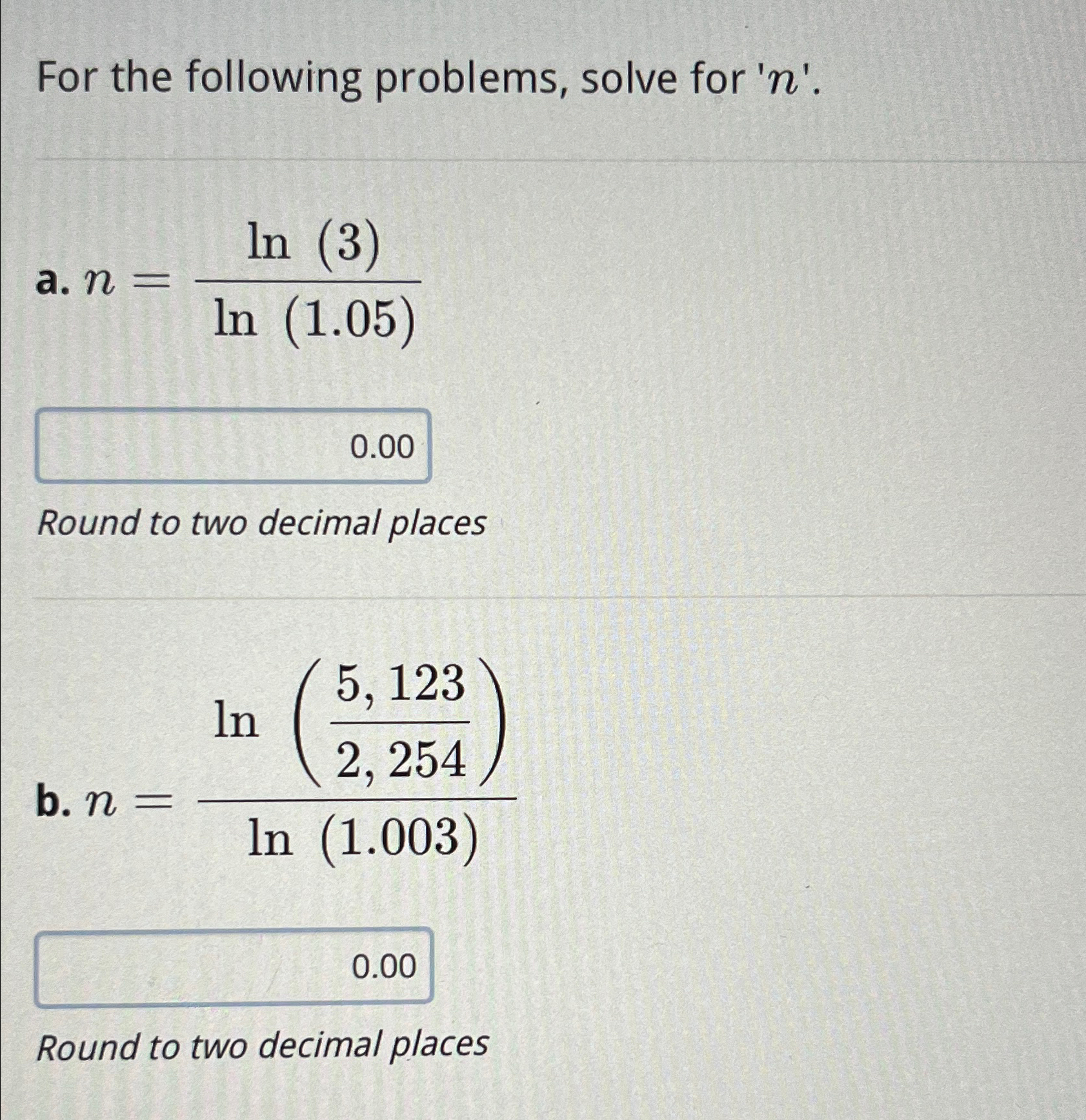 Solved For the following problems, solve for | Chegg.com