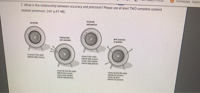 Solved 7. What is the relationship between accuracy and | Chegg.com