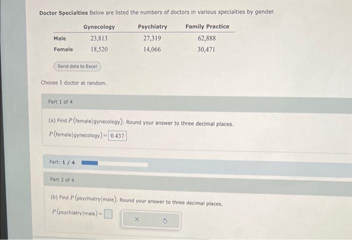 Solved Doctor Specialties Below are listed the numbers of | Chegg.com