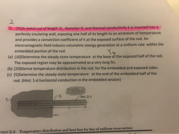Solved 3. (35)A metal rod of length 2L, diameter D, and
