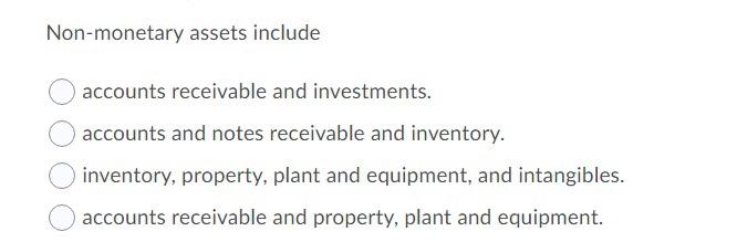 Solved Non monetary Assets Include Accounts Receivable And Chegg