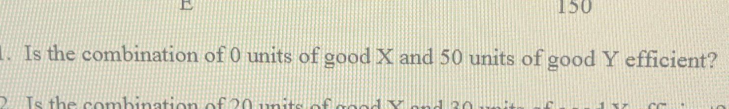 Solved Is the combination of 0 ﻿units of good x ﻿and 50 | Chegg.com