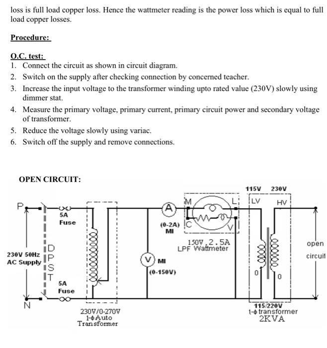 Solved EXPERIMENT 1 OPEN CIRCUIT \& SHORT CIRCUIT TEST ON A