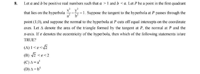 Solved 8. Let A And B Be Positive Real Numbers Such That A > | Chegg.com