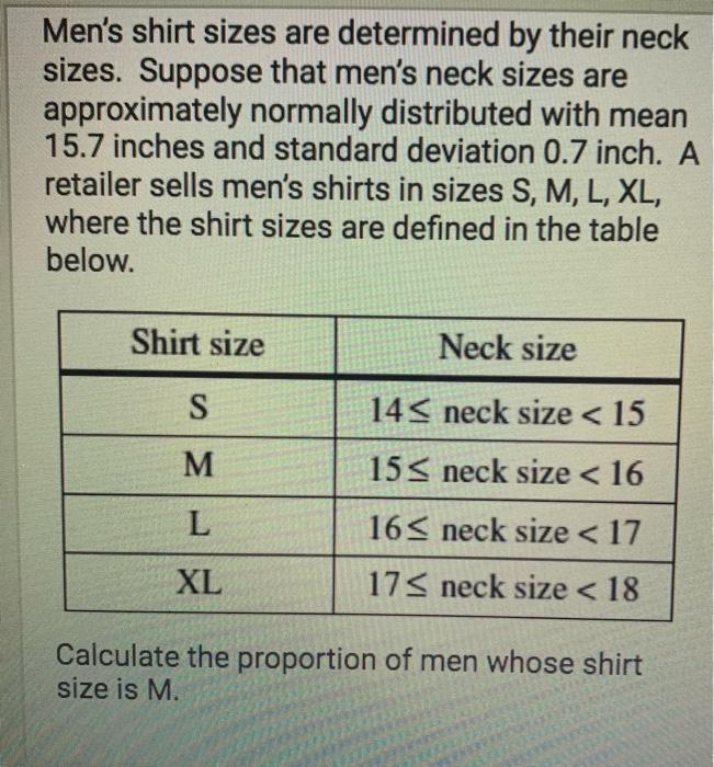 average shirt neck size