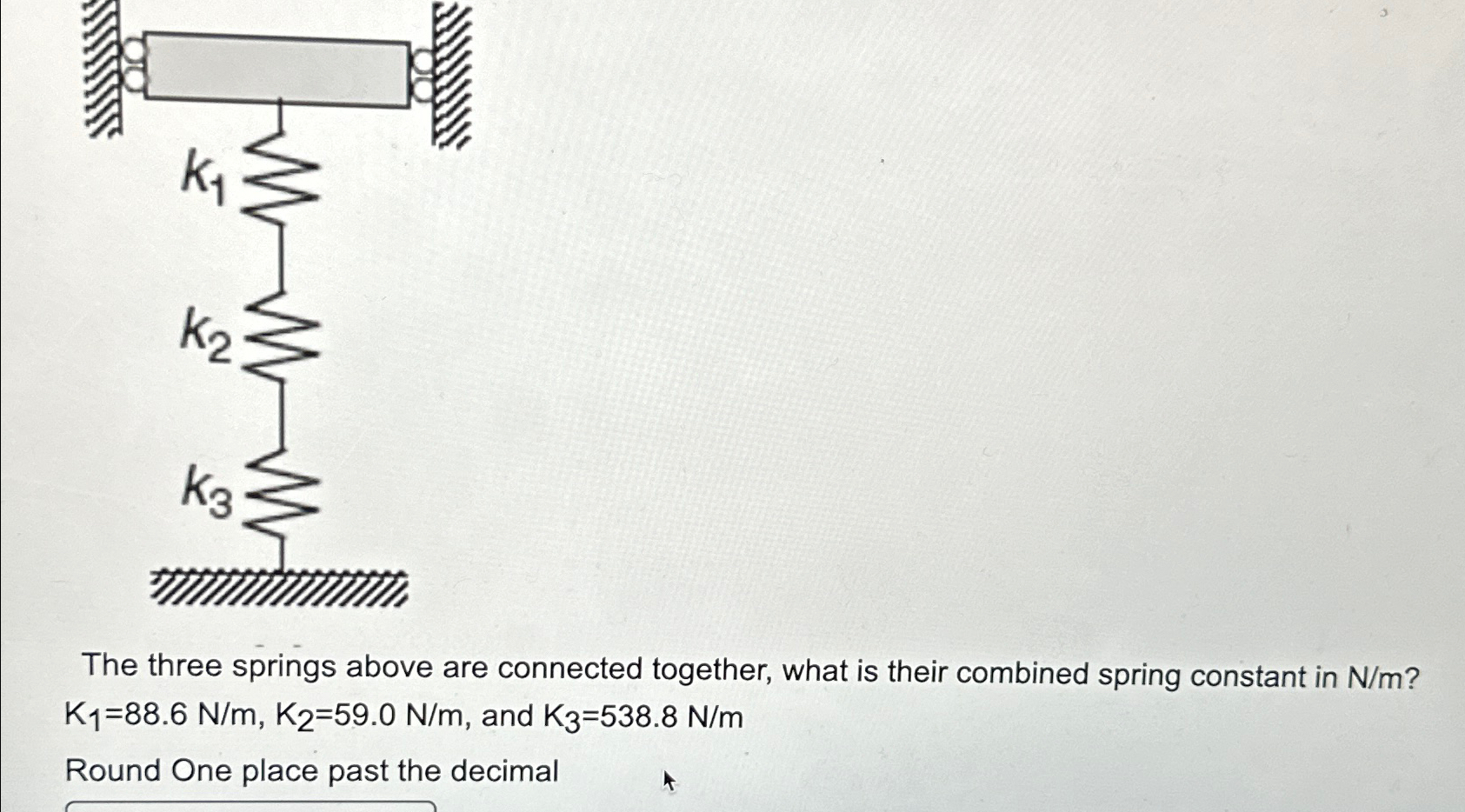 Solved The three springs above are connected together, what | Chegg.com