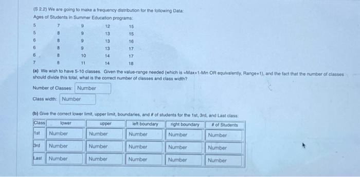 Solved (S 2.2) We are going to make a frequency distribution | Chegg.com