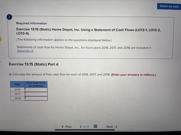 Check my work Required information Exercise 13.15 | Chegg.com