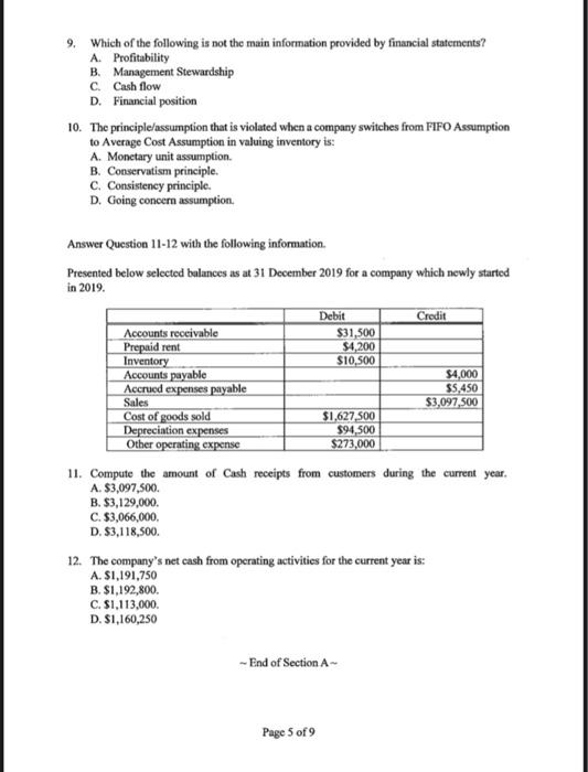 Solved Section A (12 marks) Multiple Choice Questions Answer | Chegg.com