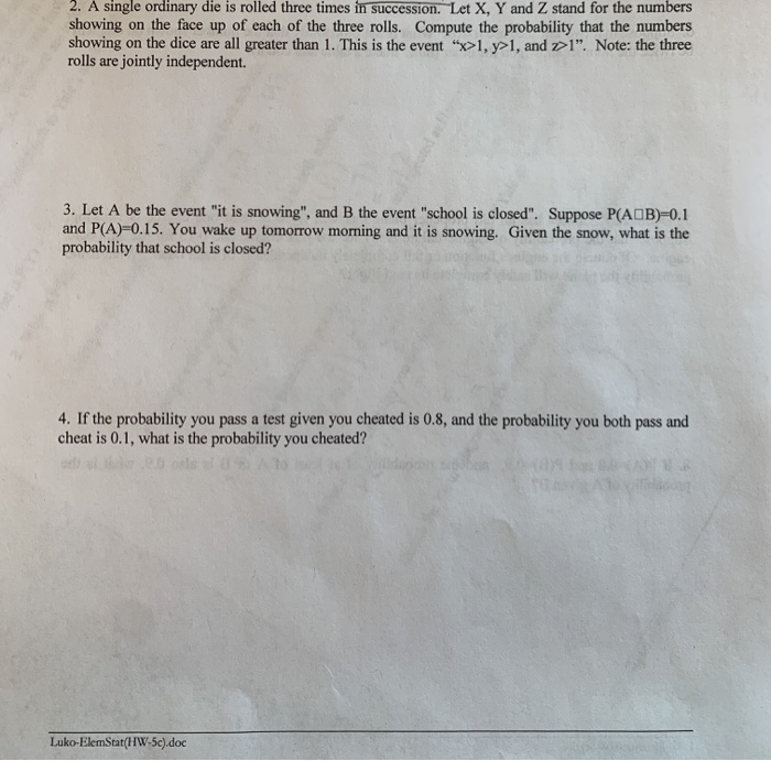 Solved 5. Let A And B Be Two Events And Suppose P(A)=0.4 And | Chegg.com