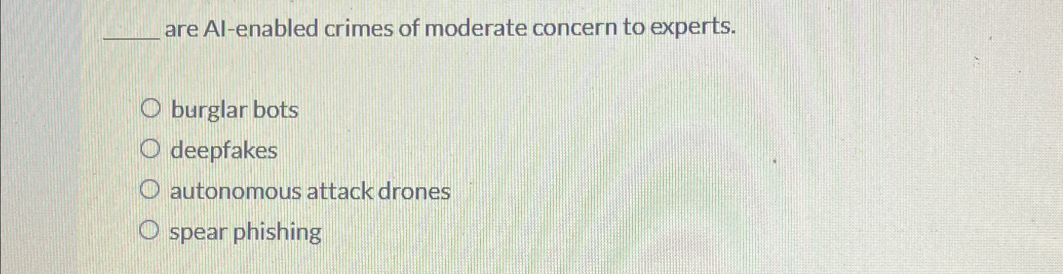 are Al-enabled crimes of moderate concern to | Chegg.com