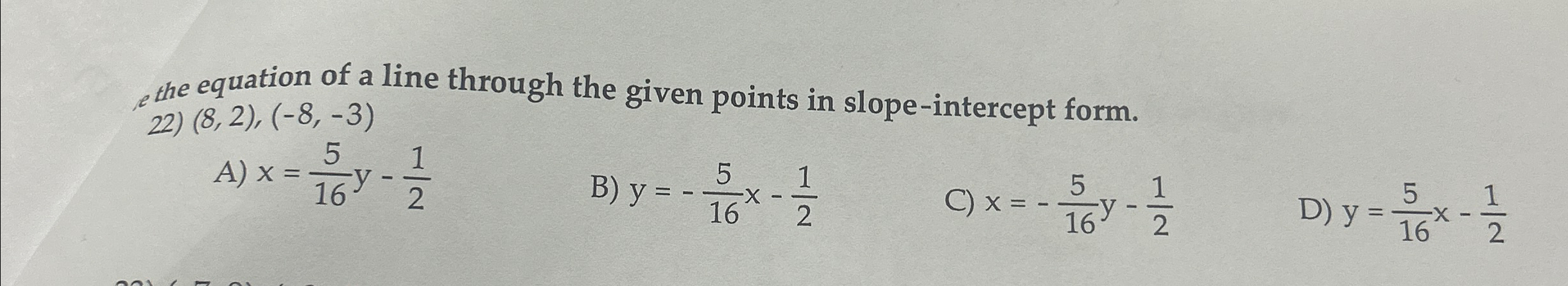 Solved the equation of a line through the given points in | Chegg.com