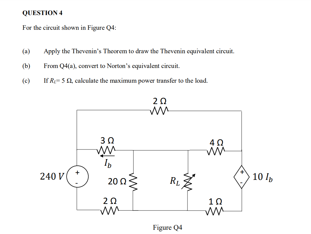 Solved QUESTION 4For the circuit shown in Figure Q4:(a) | Chegg.com