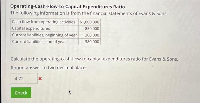 Solved Operating-Cash-Flow-to-Capital-Expenditures Ratio The | Chegg.com
