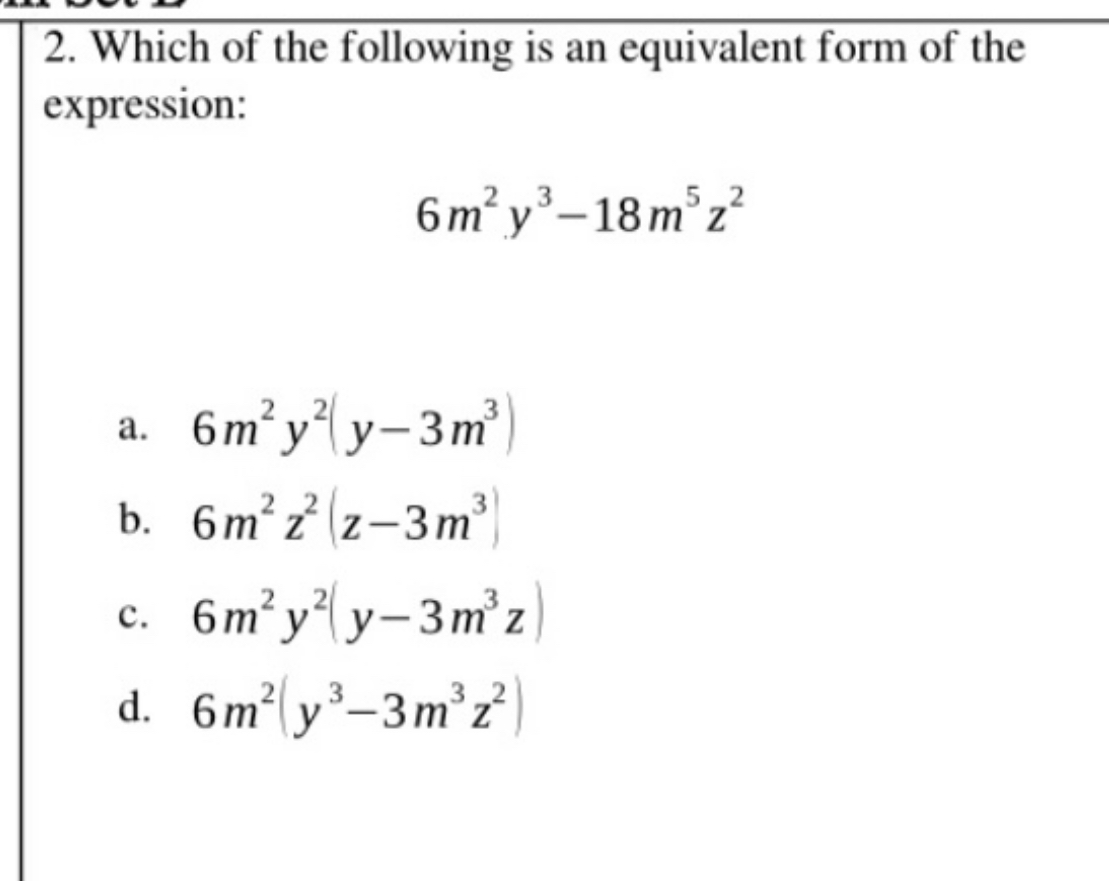 Solved Which of the following is an equivalent form of the | Chegg.com