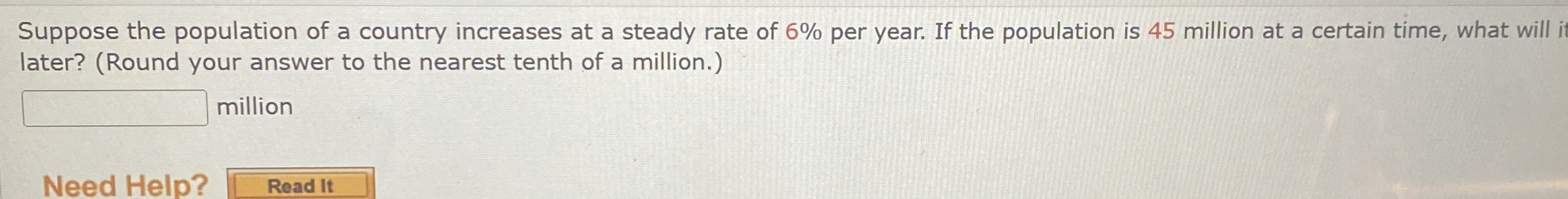 Solved Suppose the population of a country increases at a | Chegg.com