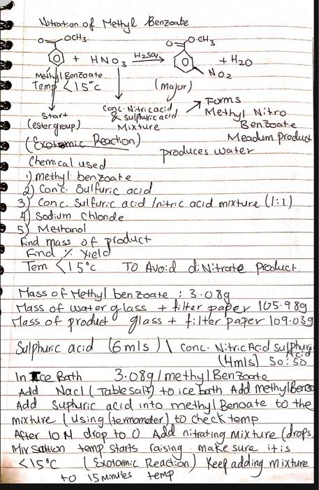 Solved For Nitratiob Of Methyl Benzoate Experiment I Want Chegg Com