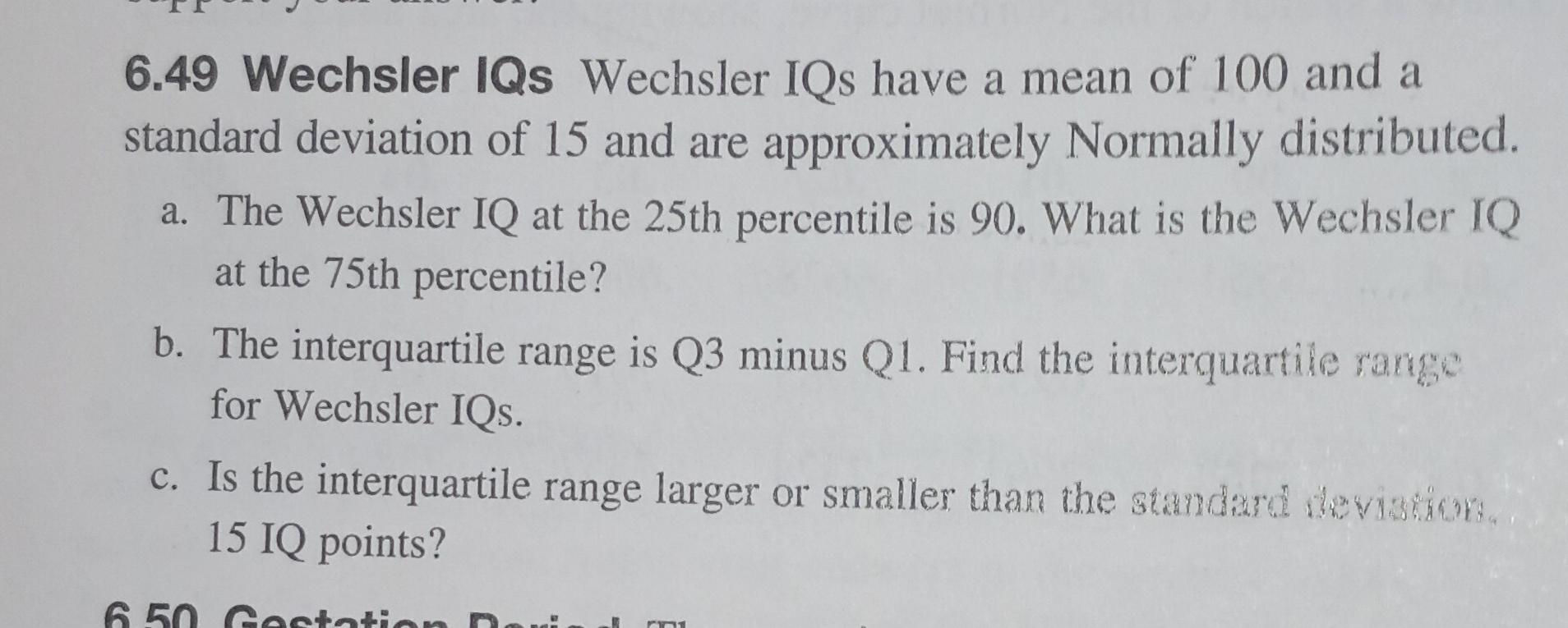 Solved Wechsler Iqs Wechsler Iqs Have A Mean Of