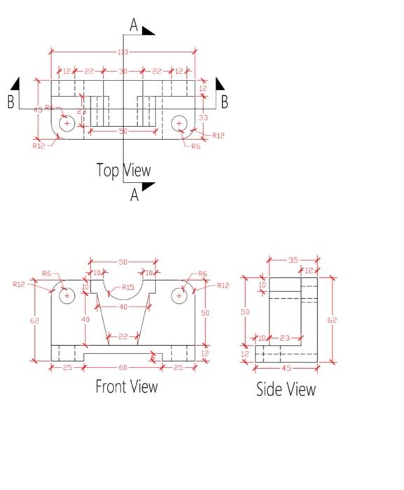 using autocad software, draw the corresponding | Chegg.com