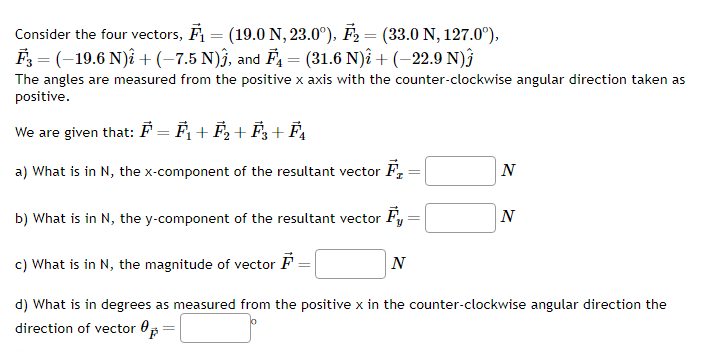 Solved Consider the four vectors, | Chegg.com