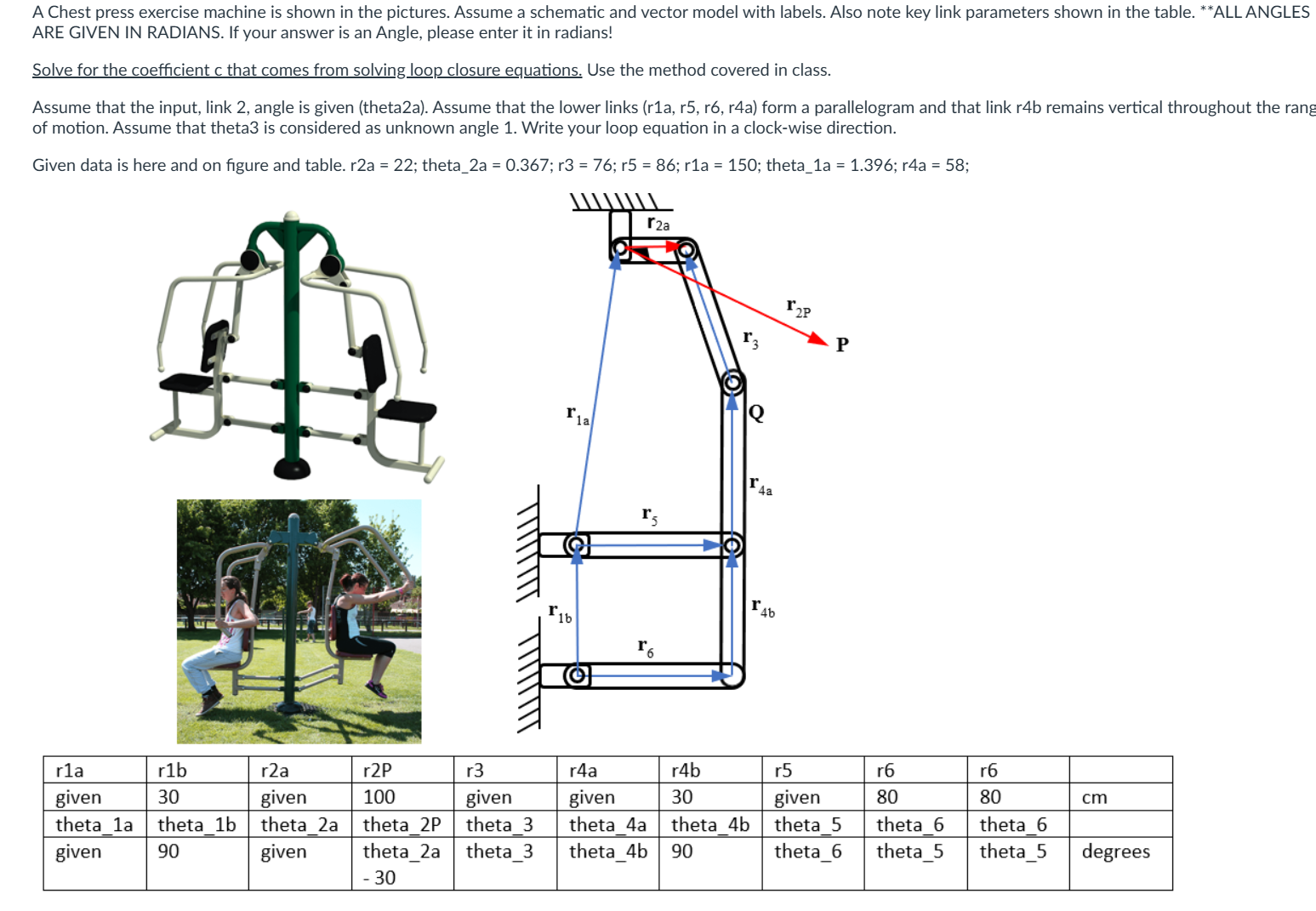 Solved A Chest press exercise machine is shown in the | Chegg.com