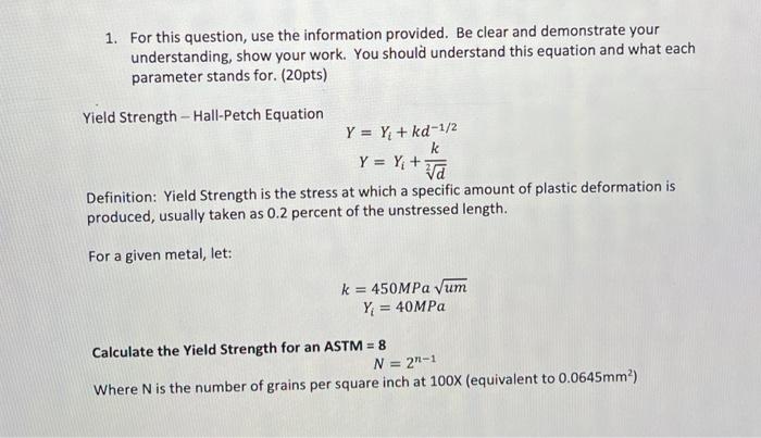 Solved Match each yield strength determination method to its