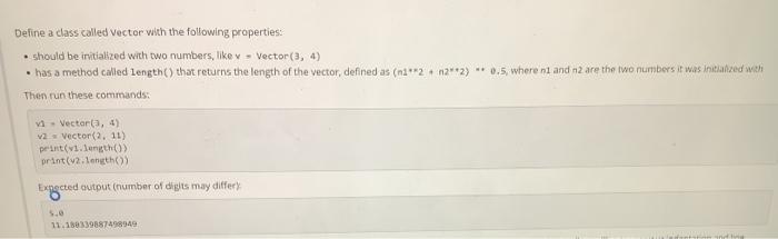 Solved Define a class called vector with the following | Chegg.com