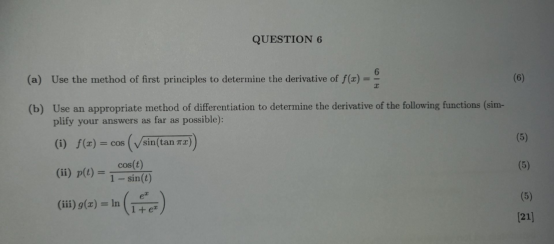 Solved (a) Use the method of first principles to determine | Chegg.com