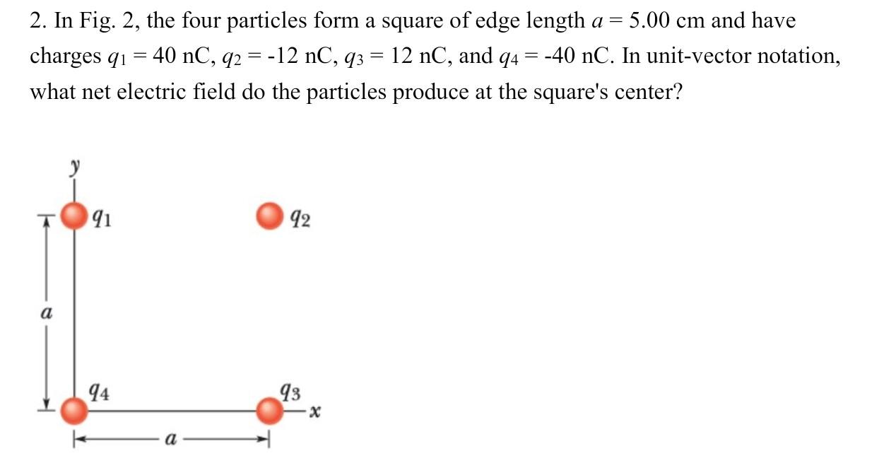 Solved = = 2. In Fig. 2, the four particles form a square of | Chegg.com