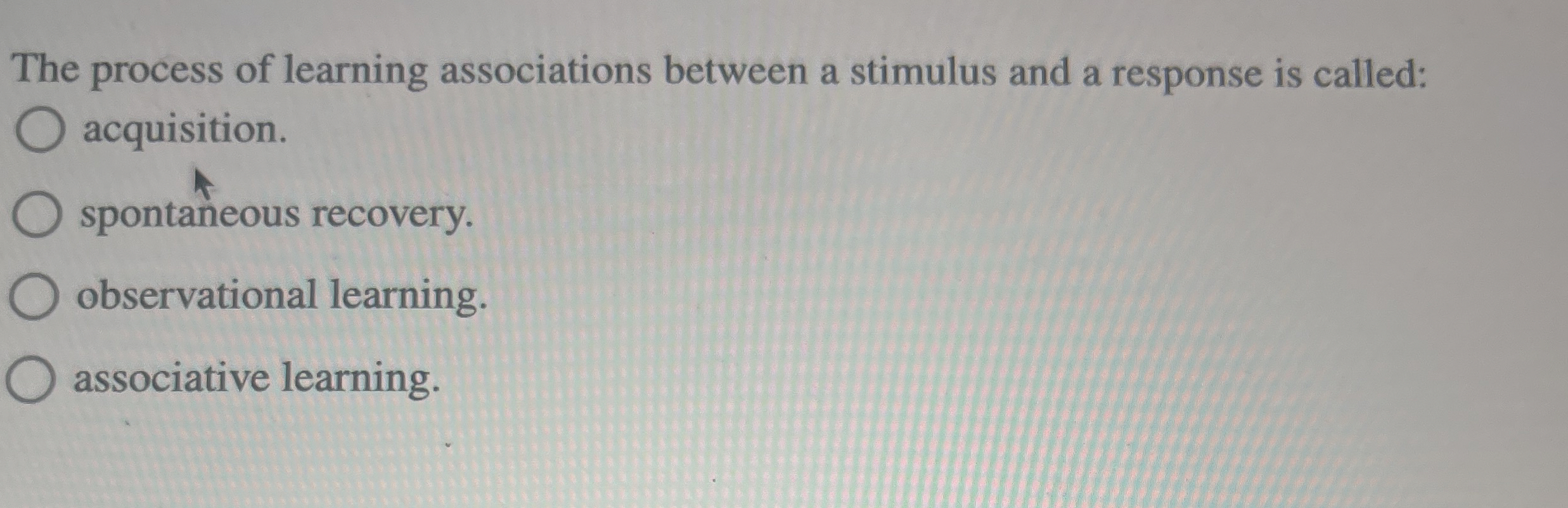 Solved The process of learning associations between a | Chegg.com