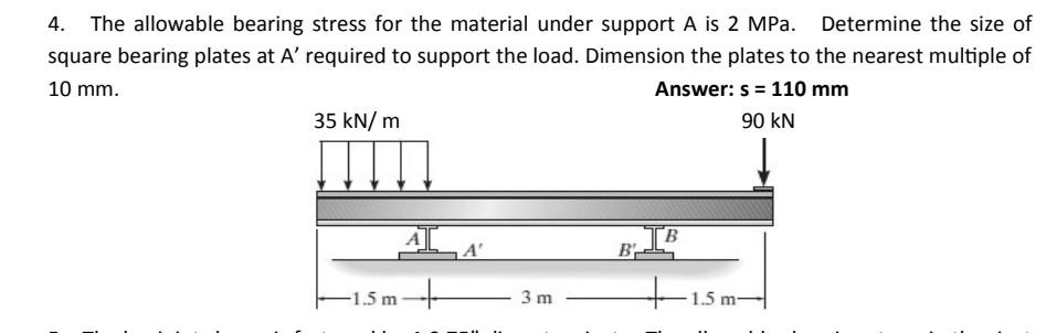 Solved 4. The allowable bearing stress for the material | Chegg.com