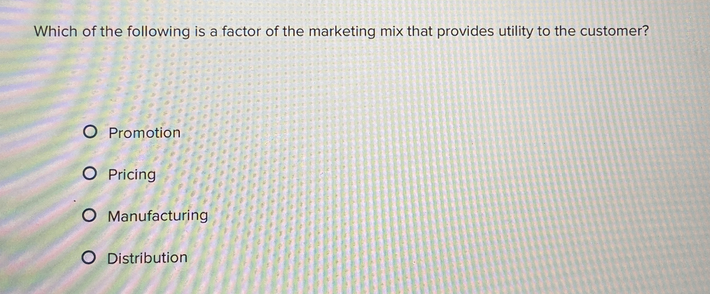 Solved Which of the following is a factor of the marketing