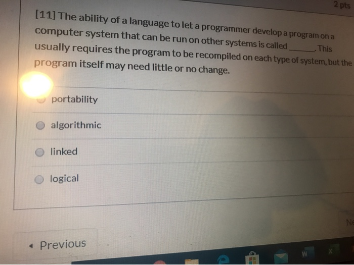 Solved 2 pts [11] The ability of a language to let a | Chegg.com