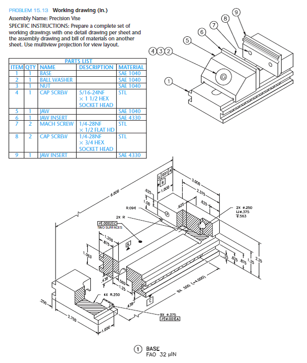 Working Drawing In Assembly Name Precision Vise Spe 3699