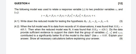 Solved QUESTION 4 [12] The following model was used to | Chegg.com