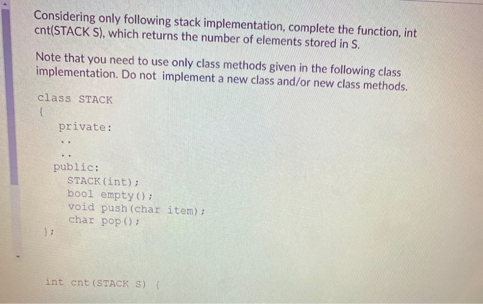 Solved Considering only following stack implementation, | Chegg.com