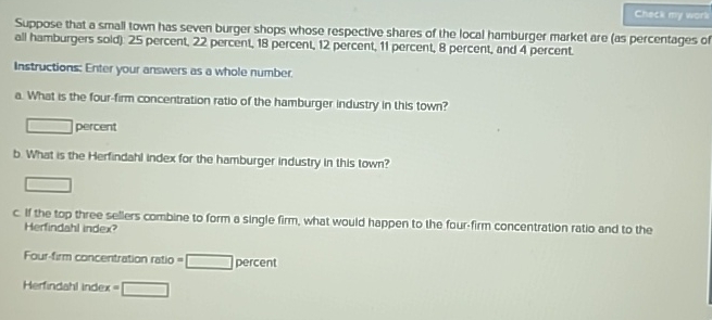 Solved Suppose that a small town has seven burger shops | Chegg.com