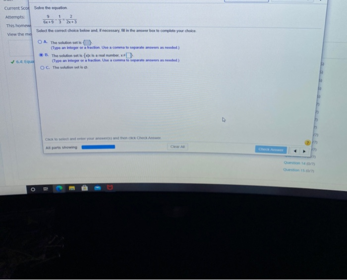 Solved Current Scor Solve the equation Attempts: 9 1 2 6x9 3 | Chegg.com