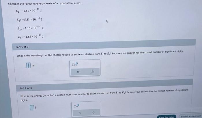 Solved Consider the following energy levels of a | Chegg.com