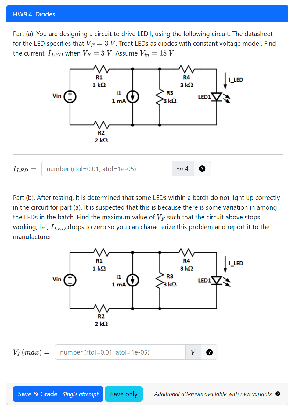 Solved Part (a). ﻿You are designing a circuit to ﻿drive | Chegg.com
