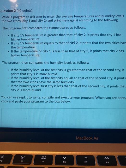 Solved Question 1 (40 points) Write a program to calculate | Chegg.com