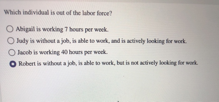 Solved Which Individual Is Out Of The Labor Force Abigail Chegg