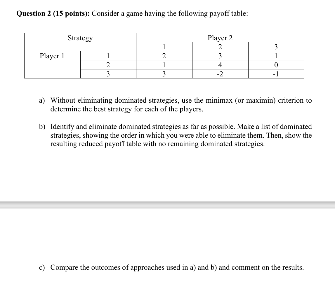 Solved Question 2 (15 ﻿points): Consider a game having the | Chegg.com