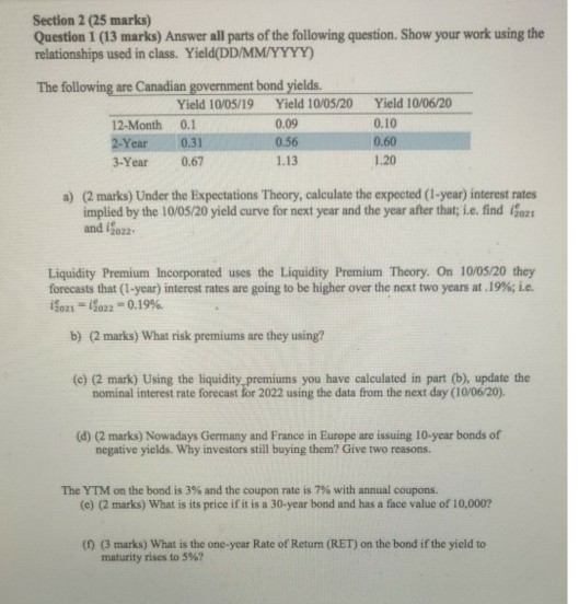 Example 25 Mark Answer Section 2 (25 marks) Question 1 (13 marks) Answer all | Chegg.com