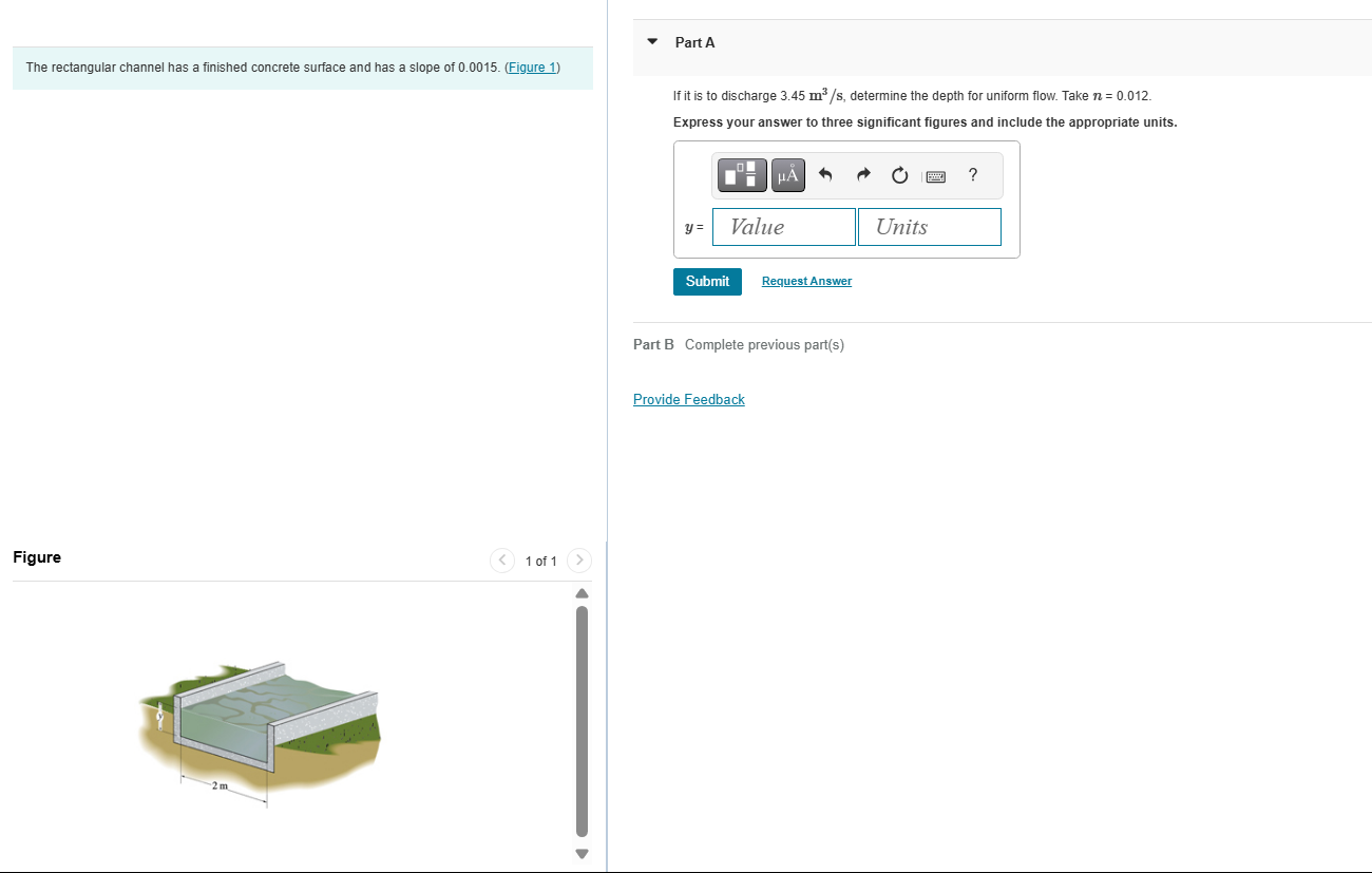 Solved The rectangular channel has a finished concrete | Chegg.com